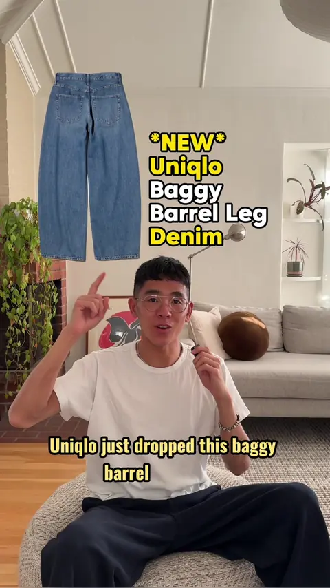 video cover: reviewing the NEW uniqlo baggy curve denim, very similar vibes to the lemaire twisted…