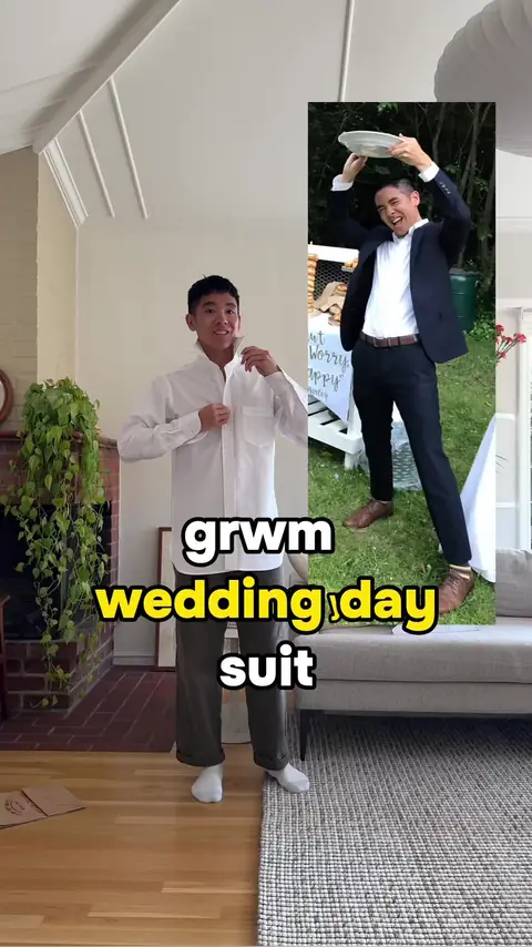 video cover: wedding day outfit, suits can seem boring but i love how this one fits. its from drakes!